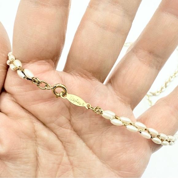 Napier Gold Plated Chain Faux Pearls Wire Wrapped Pearl Necklace - Picture 6 of 8